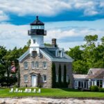 Connecticut coastal lighthouse, representative of Odetah Camping Resort