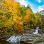 Waterfall in a Connecticut forest, representative of Grandview Camping & Cottages