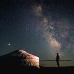 Tent under a starry night sky, representative of Wildhaven yurt stay